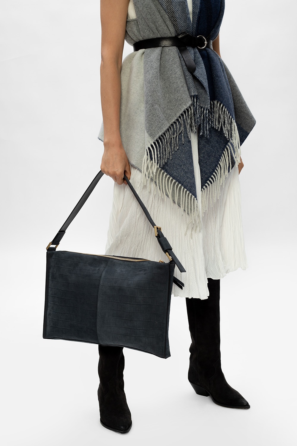 edbury suede shoulder bag